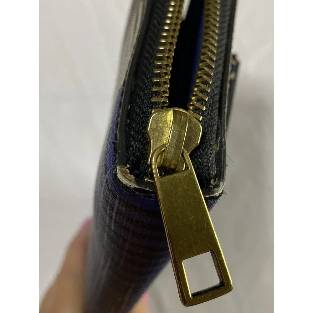 Fossil zip wallet Clutch blue Multi Color pattern card holder change pocket